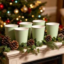 60/50/40/20/5pcs Paper Cups, Party Cups, Sage Green Paper Cups, Cold Drink Cups And Coffee Cups, Party Drinkware, Kitchen And Restaurant Essential Drinkware, Suitable For Birthday Parties, Wedding Banquets, Theme Parties, Bridal Showers - View 6
