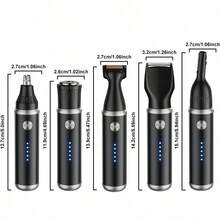 1 bộ dụng cụ chăm sóc nam giới chuyên nghiệp 5 trong 1, máy tỉa lông mũi và tai, dao cạo râu và lông mày, máy cạo râu điện sạc USB, thiết kế để tẩy lông cơ thể, unisex, giúp tẩy lông mày và lông mặt không đau - Bộ dụng cụ chăm sóc cá nhân 5 trong 1 dành cho nam giới - Xem 2