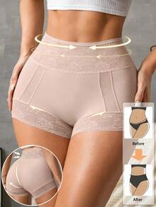 1pc Women's High Waist Tummy Control Butt Lifting Shapewear Panties, Suitable For Various Occasions - Champagne - View 6