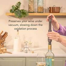 Wine Saver Loop - Made in Netherlands - Premium Wine Preserver Pump con tapn - Resellado y Conservas de vino - Sistema de extraccin de aire hermetico - Grafito - Grafito - Ver 6