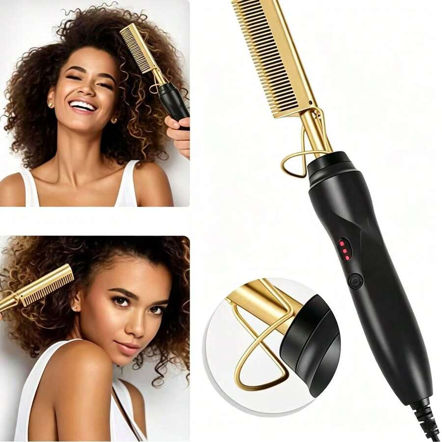 LUYAO 2-In-1 Electric Hair Straightener & Curler, Dry & Wet Dual-Use Hair Straightening Brush, Hair Styling Tool