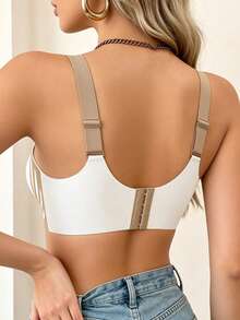 女款夏季輕量塑形內衣，柔軟側撐，無縫無鋼圈加墊胸罩，提升胸型 - 杏色 - 查看 2