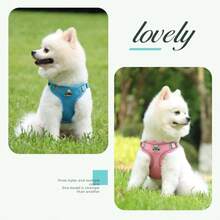 Lightweight Breathable New Pet Dog Leash Set, With Reflective Adjustable Harness And Dog Chest Strap, Suitable For French Bulldog Outdoor Walking, Leash And Collar Set, Soft Breathable Mesh Material, Suitable For Small/Medium Pets, All Season Use - Multicolor - View 11