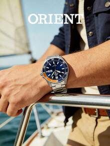 Orient 男士 Kanno III 自動潛水錶，藍橘色錶圈藍色錶盤礦物玻璃鋼製錶帶 日期&星期 200M 防水 RA-AA0913L19B - 銀色 - 查看 3
