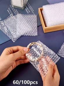 60/100pcs Transparent Plastic Bubble Packaging Bags, Reusable, Uncoated Durable Material, Clear Visible Design, Shockproof Bags, Suitable For Jewelry Display, Small Item Mailing And Shipping, Accessory Storage, Ideal For Small Business Daily Use - Multicolor - View 2