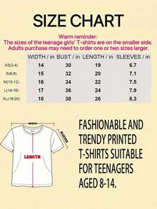 Teen Girl Clothes,Y2K-Inspired Letter Print T-Shirt - Casual Crew Neck, Stretchy Knit Fabric, Machine Washable - Perfect For Spring/Summer/Fall - 白色 - 查看 6