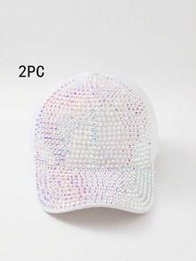 1 pieza Gorra de béisbol de protección solar para mujer con diamantes de imitación en color AB, Halloween - Multicolor - Ver 41