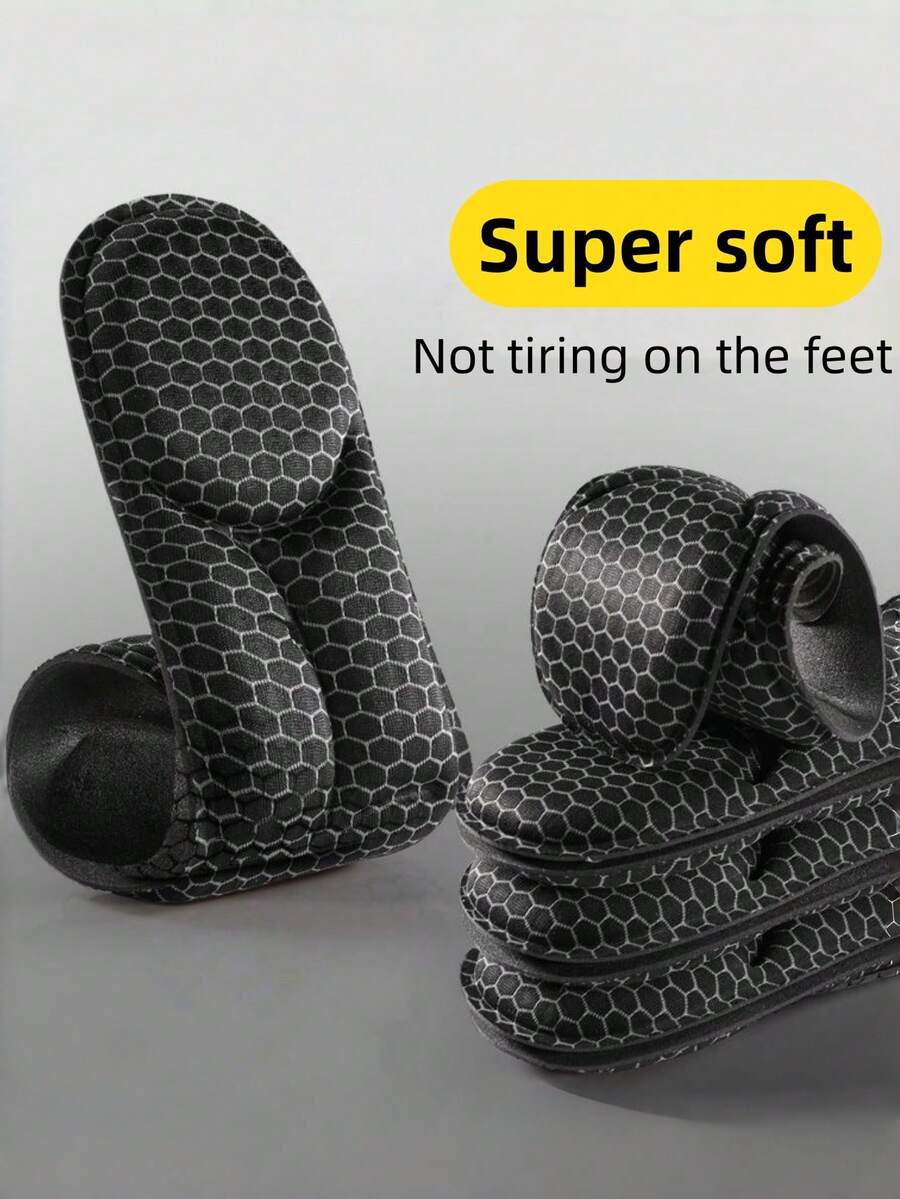 1pair 5d Shoe Insoles With Memory Foam, Comfortable And High Elasticity Thick Insoles For Running Shoes Women Men Sneakers - Black - View 1