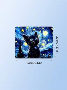 Alas Mouse Gaming Kucing Hitam Berbintang, Alas Meja Estetik Terinspirasi Van Gogh, Alas Karet Anti Selip & Tepi Berjahit, Produk Baru - View 5