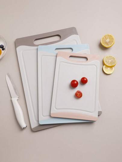 3Pcs PP Color Coded Cutting Board Set With Storage Stand Holder, Hanging Hole Kitchen Chopping Boards For Separate Meat, Vegetable, Fruit, Home Kitchen, Dorm & RV Meal Prep