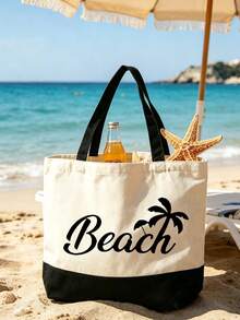 Bolso tote grande para mujer con estampado "Beach" - Esencial de verano. Bolso de playa de gran capacidad, bolso multifuncional, bolso de hombro portátil y de moda, bolsa de aseo de viaje, bolsa de maquillaje, bolsa de almacenamiento de trajes de baño, adecuado para oficina, playa, vacaciones, compras, fiesta, escuela, adecuado como recuerdo de viaje, regalo del Día del Maestro, regalo de vuelta a la escuela, regalo de fiesta, regalo de vacaciones - Multicolor - Ver 5