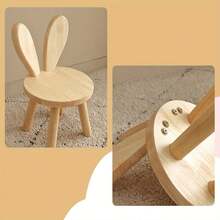 Solid Wood Stool, Creative Animal-Shaped Low Stool, Shoe-Changing Stool For Entryway Bedroom, Wooden Seat - A: Bunny Ear Stool - View 3