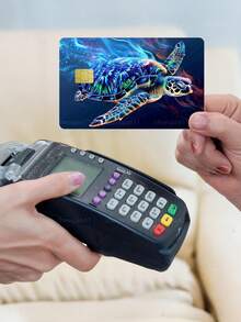1pc Large Turtle Credit Card Sticker Privacy Protection Card Skin, Peace And Longevity Blessing Party Birthday Gift PVC Material Anti-Fingerprint Anti-Scratch Wear-Resistant Card Sleeve, Suitable For Men, Women, Couples, Small Chip Cards, Bank Cards, Credit Cards, Transit Cards, Student Campus Cards Personalized DIY - Type a - View 2