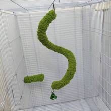 1Pc Parrot Toy, Green Climbing Rope, Rotating Climbing Rope, Bell Toy, Birdcage Ornament, Forest Themed Birdcage Decoration. - A - View 7
