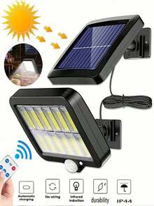 1/2pcs Outdoor Solar Lights, 12 Grids 120 COB Bulbs Outdoor Wall Lights, Pathway Lights With Motion Sensor For Lighting, 3 Lighting Modes, Detachable Solar Panel And LED Light Design - 12 Slots - 120 COB - View 2