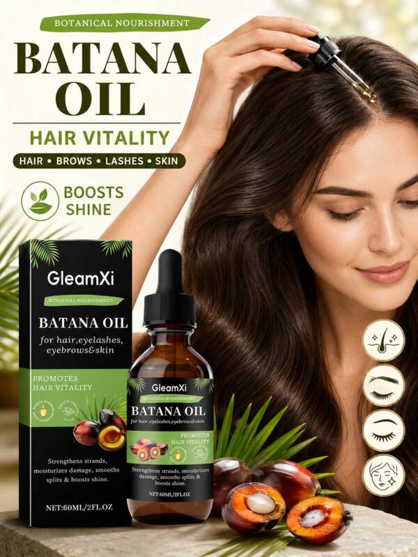 60ml Batana Hair Care Oil, Batana Essential Oil, Plant Extract, Gentle And Non-Irritating, Soft And Smooth Hair Nourishing Oil, Volumizing Hair Care Oil, Alcohol-Free, Relaxing And Refreshing