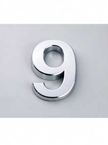 1pc ABS Digital Signage Minimalist Mirror Silver Geometric Shape Self-Adhesive Backing No Drilling Sun Protection Waterproof Number Sign Suitable For Apartment Door Residential House Number - House Number - View 12