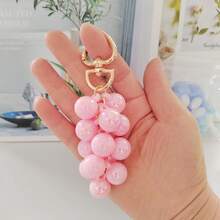 1PC New Creative Grape Bead Pendant Acrylic Crystal Faux Fruit Heart Spring Ring Keychain Pendant Toy & Game/Hobby, Collection, Party Supplies/Teen Creative Toy/Teen Stress Relief Toy - Multicolor - View 13