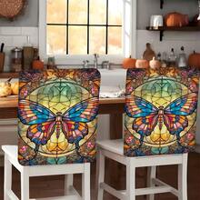 2/4/6pcs Set, Home Decor, Butterfly Pattern Printed Linen Chair Covers, Suitable For Daily Home Decoration, Living Room, Dining Room, Garden Environment, Hotel Restaurant, Holiday Party, Friends Gathering, Washable Polyester Material, Dining Chair Seat Cushion Covers - Multicolor - View 9