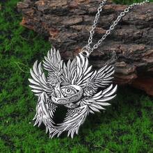 Vintage Distressed Six-Winged All-Seeing Eye Pendant Necklace, Mysterious Symbol Titanium Steel Clavicle Chain, Niche Dark Accessory - Antique Silver - View 6