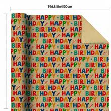 Rouleau de papier cadeau 5m/16.4ft, papier d'emballage cadeau, motif Joyeux Anniversaire, papier kraft mat, 43cm X 500cm, convient pour le DIY, les réunions entre meilleurs amis, les fêtes d'anniversaire, la décoration de vacances - Joyeux anniversaire - Voir 3
