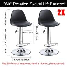 2PCS Bar Stools Adjustable Breakfast Swivel Gas Lift Chair Kitchen Cafe Pub Tool - Black - View 2