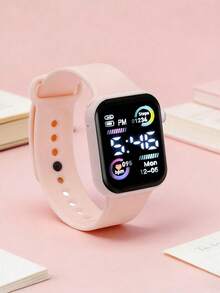 3/2Pcs Women's Fashion Minimalist LED Digital Display Electronic Watch, Suitable For Women/Couples, Perfect As Birthday/Holiday Gift For Friends, Back To School Gift, Party And Travel, Graduation Season, Valentine's Day, Gift For Family And Friends - Multicolor - View 6