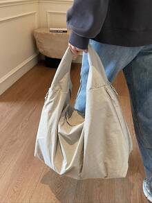 Regalo de San Valentín, Bolso de Mano de Color Liso, Diseño de Moño y Estampado de Leopardo, Multi-Bolsillos de Gran Capacidad, Bolso de Hombro para Mujer - Verde Oliva - Ver 5
