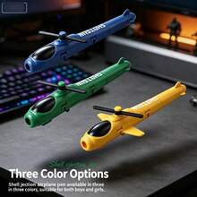 Airplane Shell-Ejecting Launcher Pen, Multifunctional Shooting Ballpoint Pen, Stress Relief Creative Stationery, Helicopter-Shaped Shell-Ejecting Pen, 2-In-1 Writing And Shooting Toy Pen, Creative Gift For Boys, Stress Relief Airplane Wing Rotating Pen, Shell-Ejecting + Writing Dual Mode, Office Desk Fun Toy, Helicopter Model Ornament, Fighter Jet Model - Multicolor - View 8