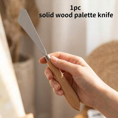 1pc Professional Palette Knife, High-Quality Solid Wood & Stainless Steel Paint Knife, Flexible Painting Scraper For Oil Painting Color Mixing