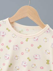 6pcs/Set Piyama Anak Perempuan Lengan Pendek dan Celana Panjang, Motif Kartun Putri Duyung, Set Pakaian Santai Kasual Tipis untuk Musim Panas untuk Balita - MultiWarna - View 9
