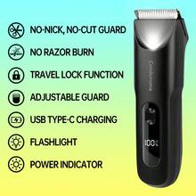 Conduroma Portable Men's Intimate Hair Trimmer - Electric Grooming Trimmer With Ceramic Blade For Pubic And Body Hair, Waterproof Cordless Shaver With LED Light, Travel Lock, Battery Indicator And USB Charging - A - View 9