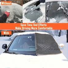 1pc Car Snow Sunshade, Thickened Car Snow Cover, Protects Car Windshield From Sun, UV And Snow, Heavy Duty All-Weather Car And Window Snow Cover - For Front Window, Side Windows And Rearview Mirror - Multi-Directional Protection, Anti-Freeze, Anti-Scratch, Privacy Protection - Winter Driving, Heavy Snow, Debris - Compatible With SUV, Provides All-Weather Protection, Prevents Snow, Frost, Sun And Leaves. Full Window Coverage, Easy To Install And Store. Fits Most Car Models - A - View 12