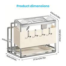 Knife Block Without Knives, With Sharpening Stone And Scissors Slot,Square Knives, Detachable Kitchen - Milky White - View 2