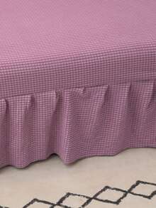 Solid Color Skirt Style Sofa Bed Cover, Polyester Fiber Elastic All Inclusive Sofa Cover, Suitable For Armless Sofa Cover, Simple And Modern, Suitable For All Seasons - Purple - View 4