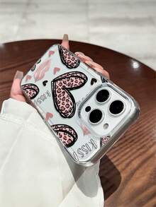 Y2K Aesthetic: Pink Phone Case With Leopard Print And Heart Motif, Cute Transparent, Shockproof Phone Case With "KissMe" Lip Print, Comfortable To Touch, Non-Slip And Shockproof, Compatible With IPhone 17/11/12/13/14/15/16 Pro Max And Other Phone Models. - Multicolor - View 8