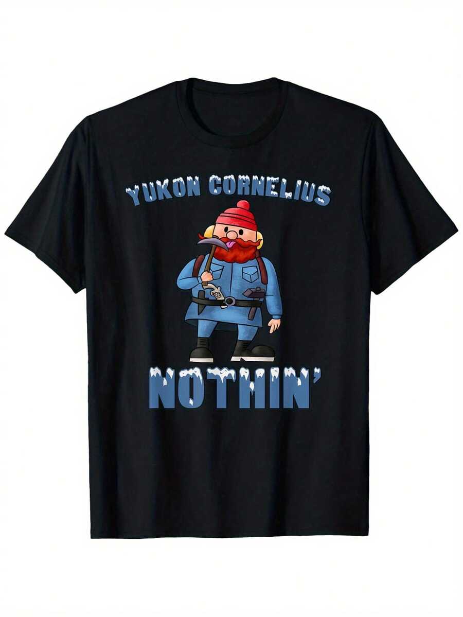 Camiseta navideña vintage - Diseño Yukon Cornelius Nothing-In, 100% algodón, manga corta, cuello redondo, ropa casual para exteriores, lavable a máquina, tallas S-XXXL. - Negro - Ver 1
