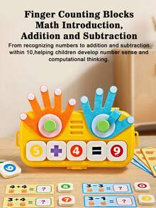 1 pieza Juguete de aprendizaje de matemáticas de conteo de dedos para niños, ayuda de enseñanza de suma y resta para preescolares de 3+ años, con caja de almacenamiento, bloques de conteo Montessori portátiles, correa ajustable para el hombro, gancho y bucle duraderos, desarrolla el sentido numérico y el pensamiento computacional - Multicolor - Ver 4