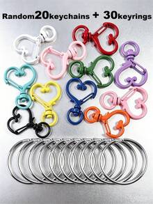 20/50/100pcs Heart-Shaped Swivel Clasp Keychain - Colorful Metal Spring Snap, Suitable For DIY Crafts, Jewelry, Lanyards And Accessories, Zinc Alloy Lobster Claw - Silver - View 38
