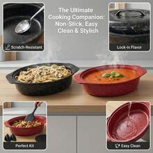 Oval Enamel Baking Pan/Pot With Black/Red Speckles. Professional Roasting Turkey And Beef Dish! High-Temperature Resistant, Oven Resistant, A Must-Have For Christmas And Thanksgiving Parties, Dishwasher - View 6