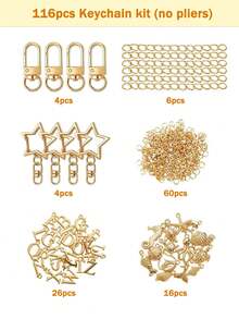DIY Keychain Accessory Set, Including 116-408 Pieces, Mixed Alloy Pendant With Letters, Ocean And Flowers, 360° Rotating Keychain Extension Chain - Keychain Kit - View 8