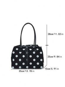 Large Capacity Women's Fashion Nylon Canvas Tote Bag, Mommy Commuter Shoulder Handbag - Black - View 7