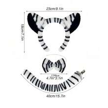 3pcs/Set Cute Black And White Striped Zebra Headband Set, Zebra Theme Costume Accessory Set For Halloween, Party And School Activities - Multicolor - View 11
