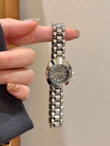 1pc Gold Square Bracelet Quartz Watch For Women, Delicate & Fashionable, Suitable For Daily Wear, Birthday/Graduation Gift, Casual - Silver - View 2