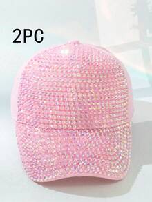 1 pieza Gorra de béisbol de protección solar para mujer con diamantes de imitación en color AB, Halloween - Multicolor - Ver 47