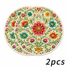 1/2/4/6/8/300pcs Minimalist Abstract Floral Pattern Luxury Placemats, Machine Washable Polyester Material, Heat-Resistant, Stain-Resistant, Waterproof And Easy To Clean, Suitable For Party And Kitchen Decor - Multicolor - View 16