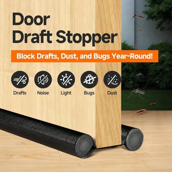 [1pc Windproof Door Bottom Seal Strip] 1pc Durable PU Door Bottom Seal Strip, Windproof, Waterproof, Insect-Proof, Anti-Theft, Noise Reduction, Ideal For Wooden Doors, Bedroom Gaps, Available In Black, White, Grey, Brown