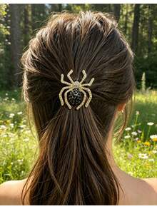 3/2/1pc Rhinestone Spider Elastic Hair Ties, Halloween Alloy Ponytail Holders For Women - Multicolor - View 3