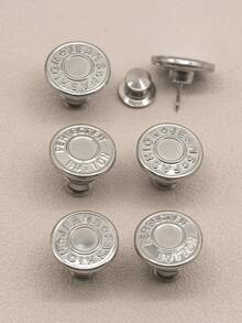 1 pieza Juego de reemplazo de botón de metal sin costuras de 17 mm para jeans, botón redondo con textura de letra desmontable sin clavos, accesorio DIY para costura y manualidades - Múltiples estilos - Ver 2