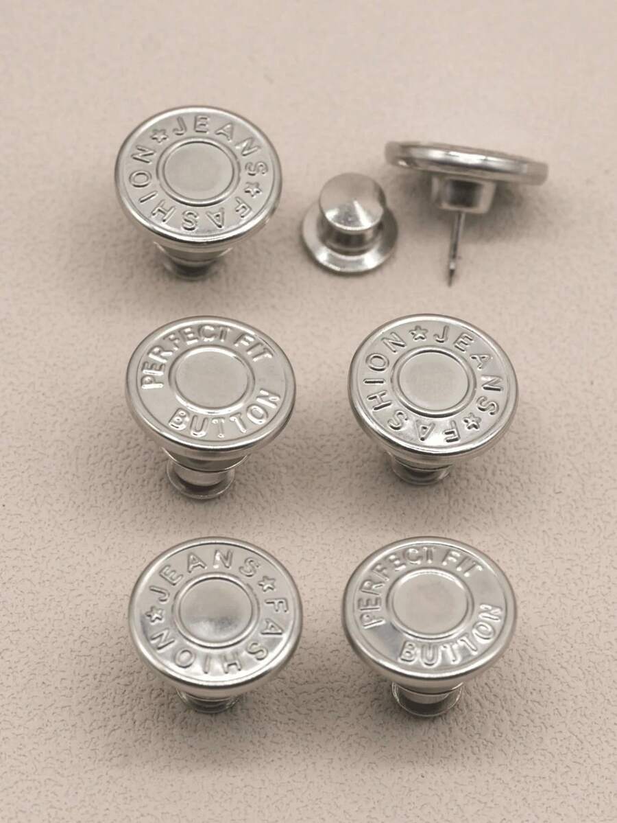 1 pieza Juego de reemplazo de botón de metal sin costuras de 17 mm para jeans, botón redondo con textura de letra desmontable sin clavos, accesorio DIY para costura y manualidades
